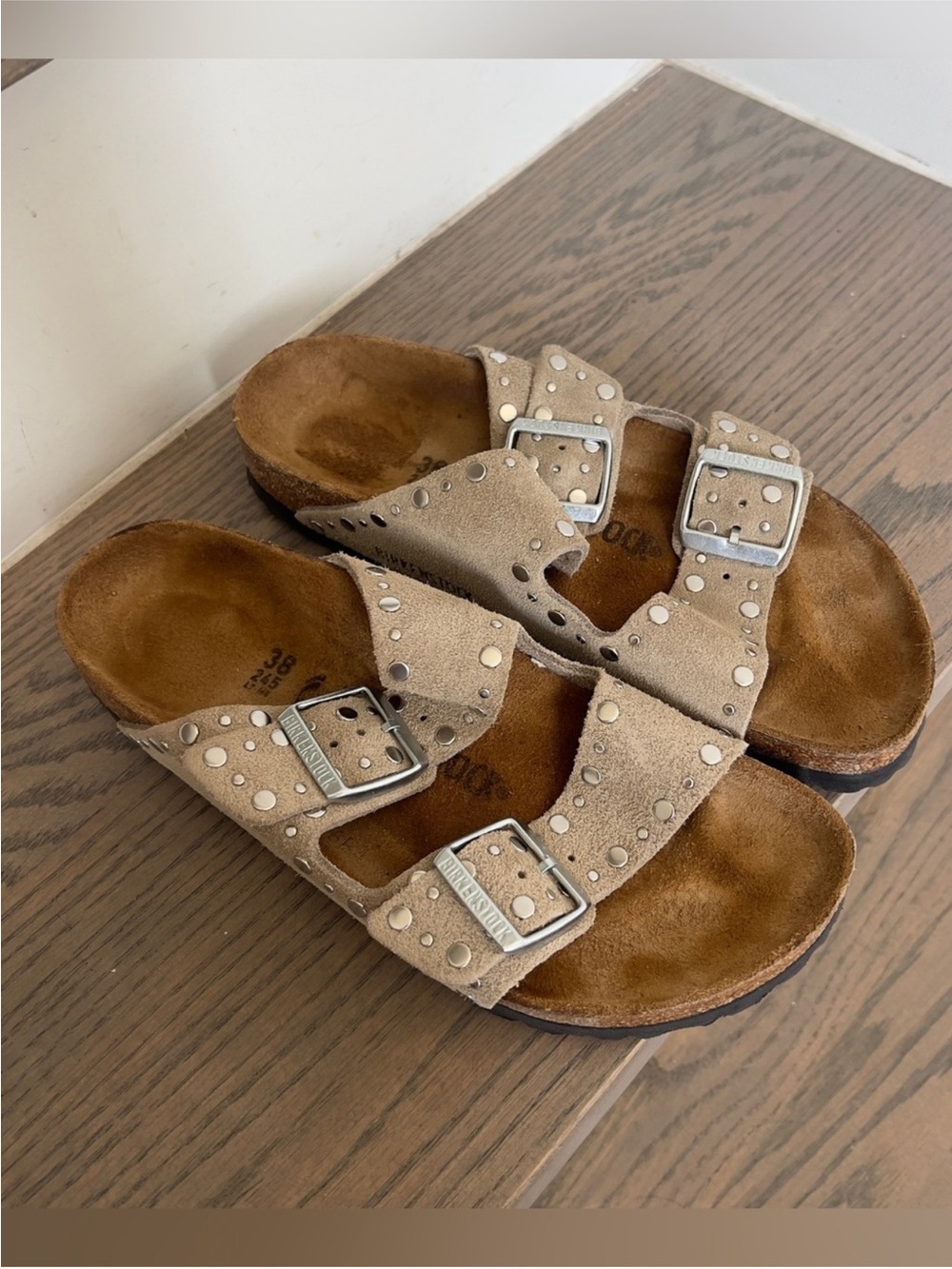 Birkenstock Arizona Riveted Suede Sandals - Picture 2 of 6